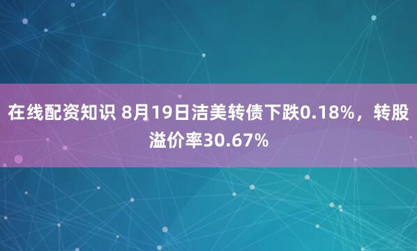 在线配资知识 8月19日洁美转债下跌0.18%，转股溢价率30.67%