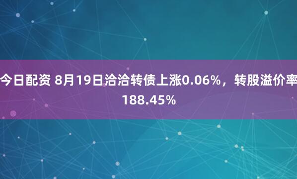 今日配资 8月19日洽洽转债上涨0.06%,转股溢价率188.45%