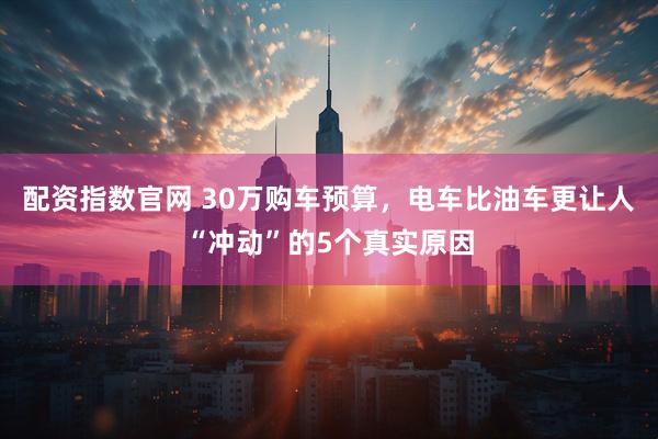 配资指数官网 30万购车预算，电车比油车更让人“冲动”的5个真实原因